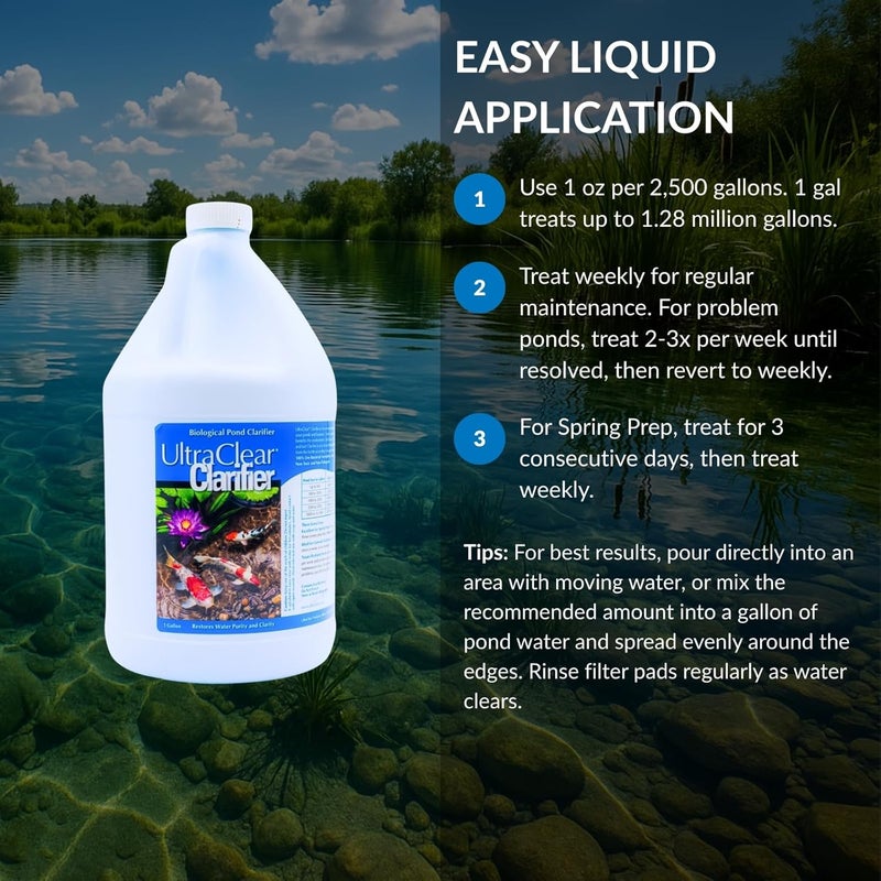 Ultraclear Clarifier (1 Gal) – Natural Pond Cleaner with Beneficial Bacteria – Improves Water Clarity & Reduces Cloudiness for Clear Pond Water – Safe for Fish, Plants & Pets - Image 4
